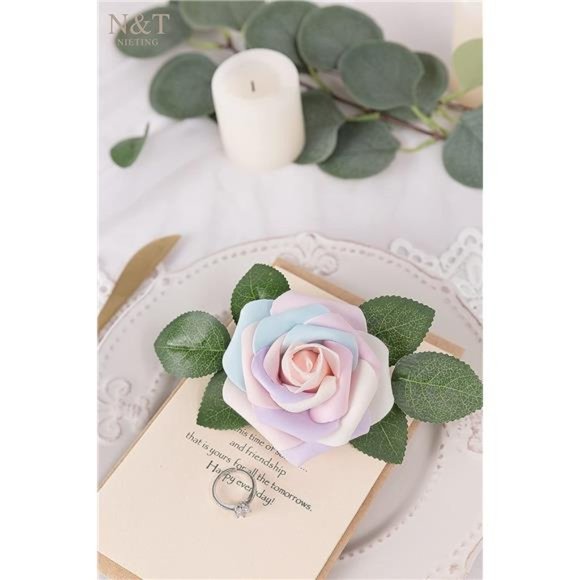 Artificial Flowers, 25Pcs Fake Flowers Roses Perfect for DIY Wedding Bouquets - Picture 5 of 6